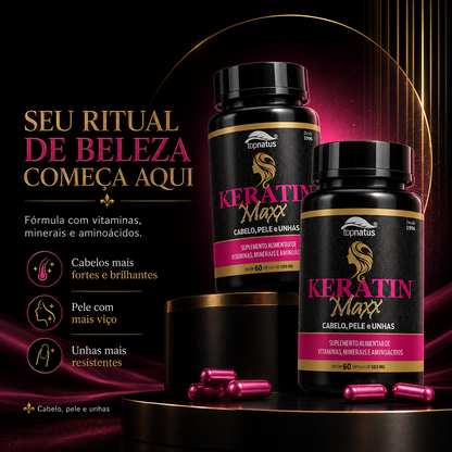 Suplemento de Queratina para Cabelo, Pele e Unhas - Keratin Maxx