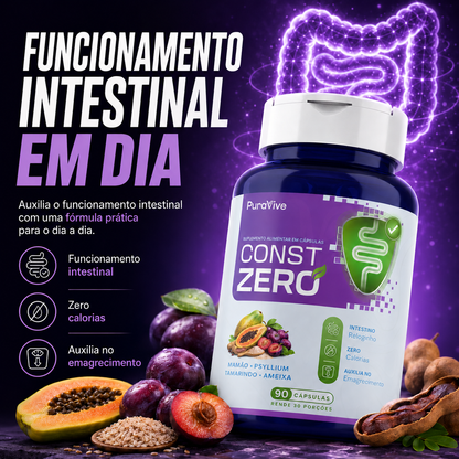 ConstZero Suplemento Natural para Constipação em Cápsulas - Pura Vive