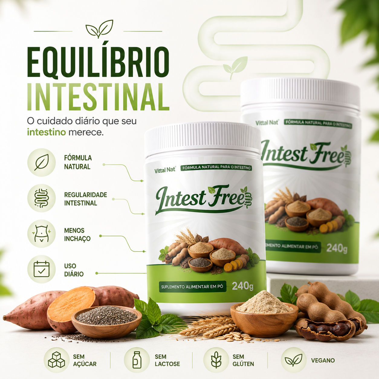 Suplemento para Intestino Preso - Intest Free Vittal Nat