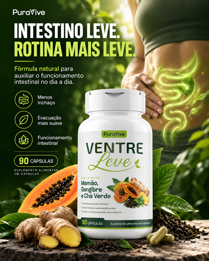 Ventre Leve Suplemento Natural com Mamão, Gengibre e Chá Verde - Pura Vive
