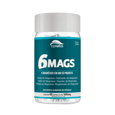 Suplemento de Magnésio 6 em 1 para Energia e Cãibras - 6 MAGS