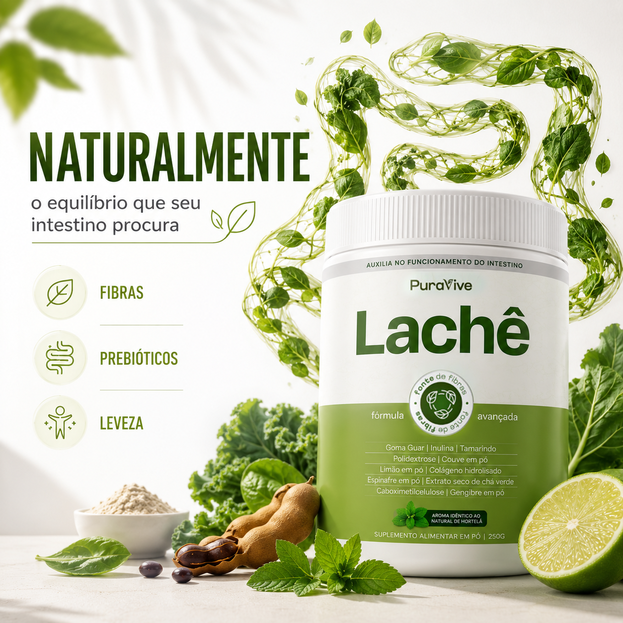 Suplemento Natural Regulador de Intestino - Lachê Pura Vive