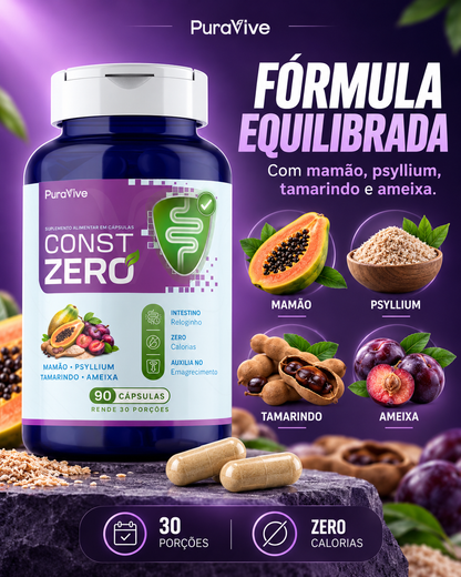 Const Zero Suplemento Natural para Constipação em Cápsulas - Pura Vive