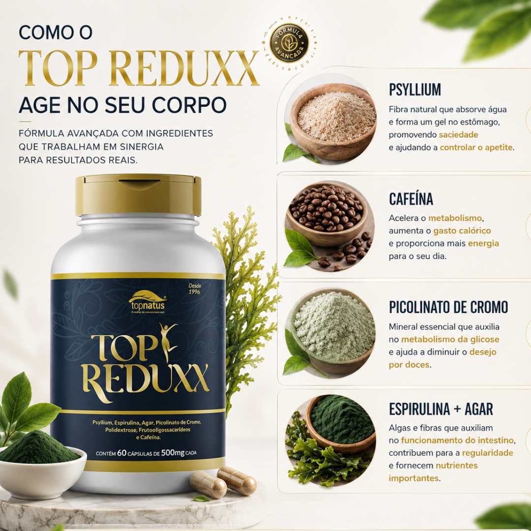 Suplemento para Saciedade e Controle do Apetite - Top Reduxx
