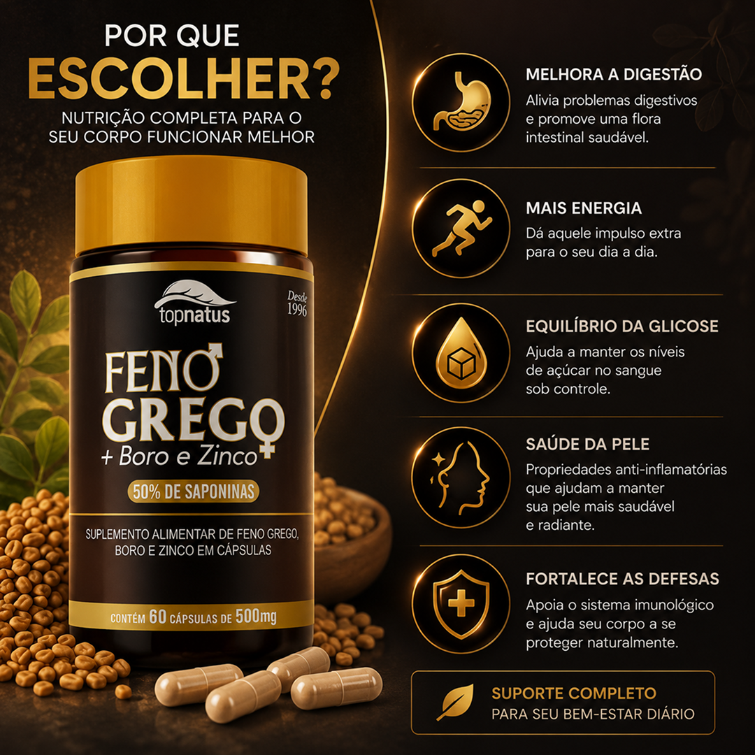 Suplemento de Feno Grego com Boro e Zinco para Disposição
