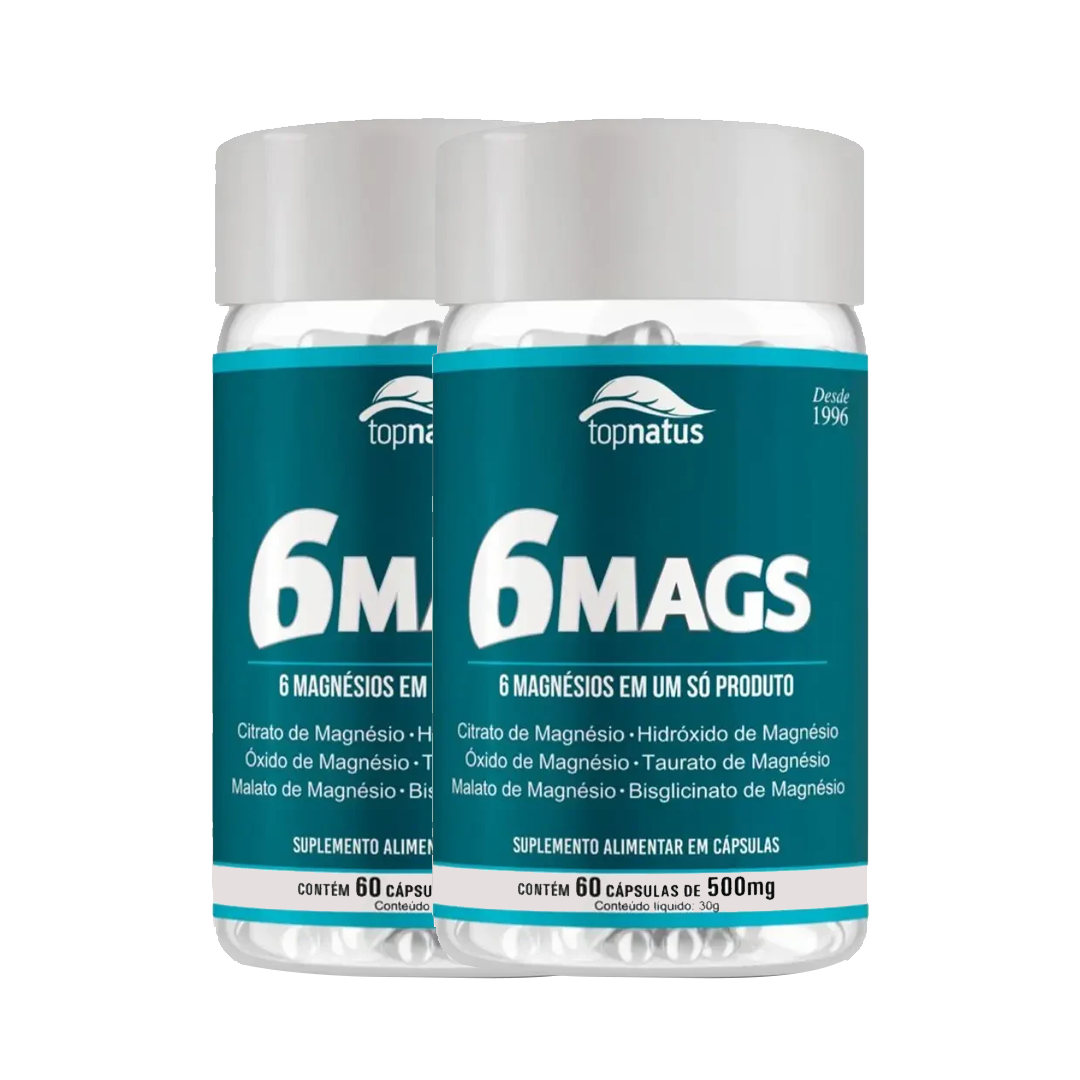 Suplemento de Magnésio 6 em 1 para Energia e Cãibras - 6 MAGS