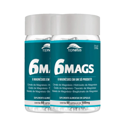 Suplemento de Magnésio 6 em 1 para Energia e Cãibras - 6 MAGS