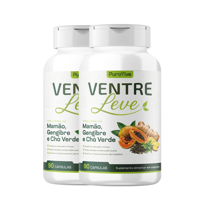 Ventre Leve Suplemento Natural com Mamão, Gengibre e Chá Verde - Pura Vive