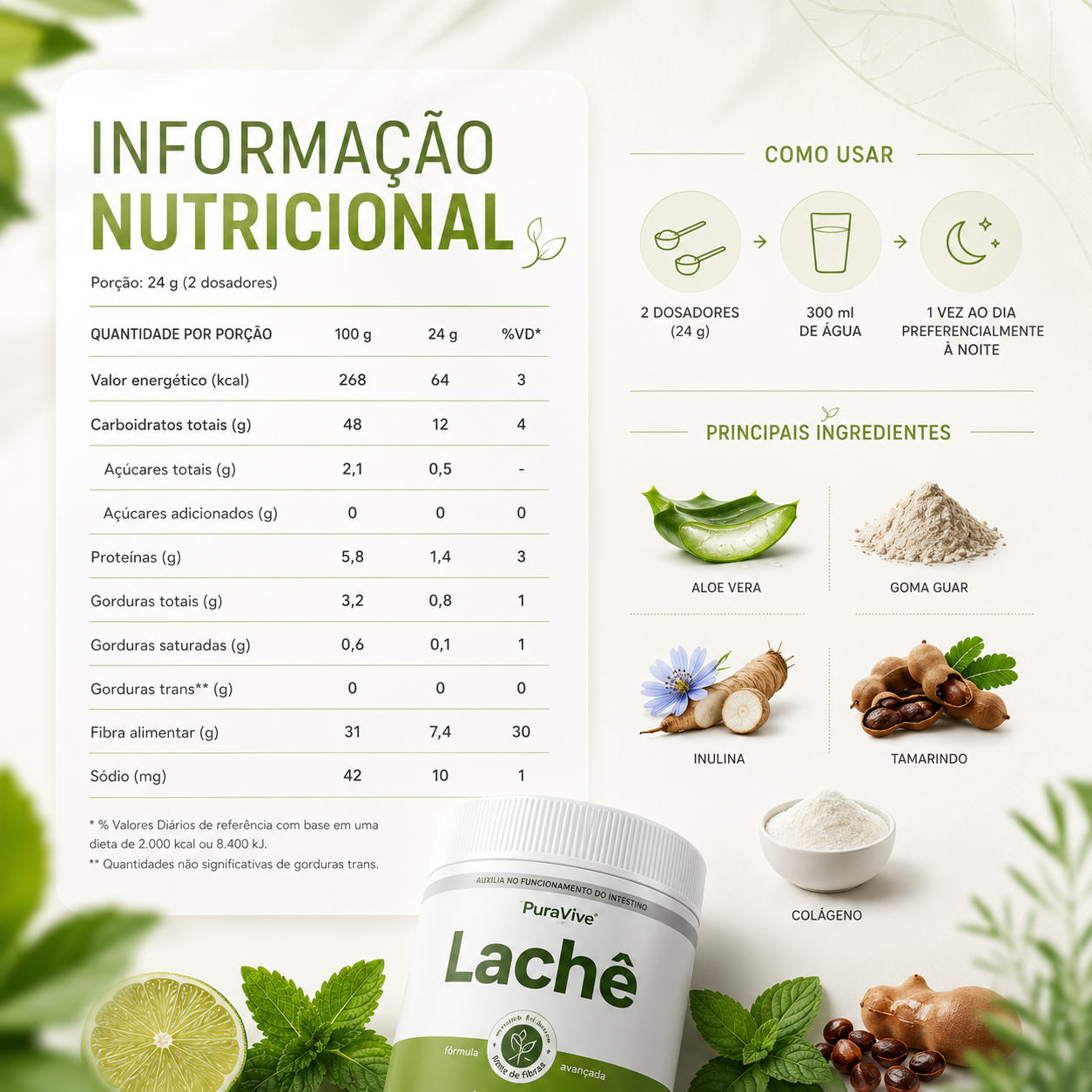 Suplemento Natural Regulador de Intestino - Lachê Pura Vive