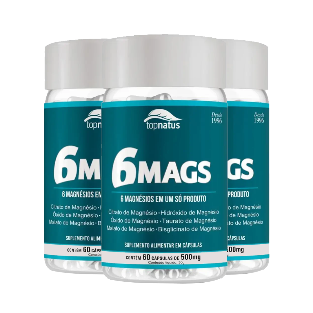 Suplemento de Magnésio 6 em 1 para Energia e Cãibras - 6 MAGS