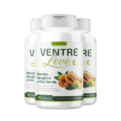 Ventre Leve Suplemento Natural com Mamão, Gengibre e Chá Verde - Pura Vive