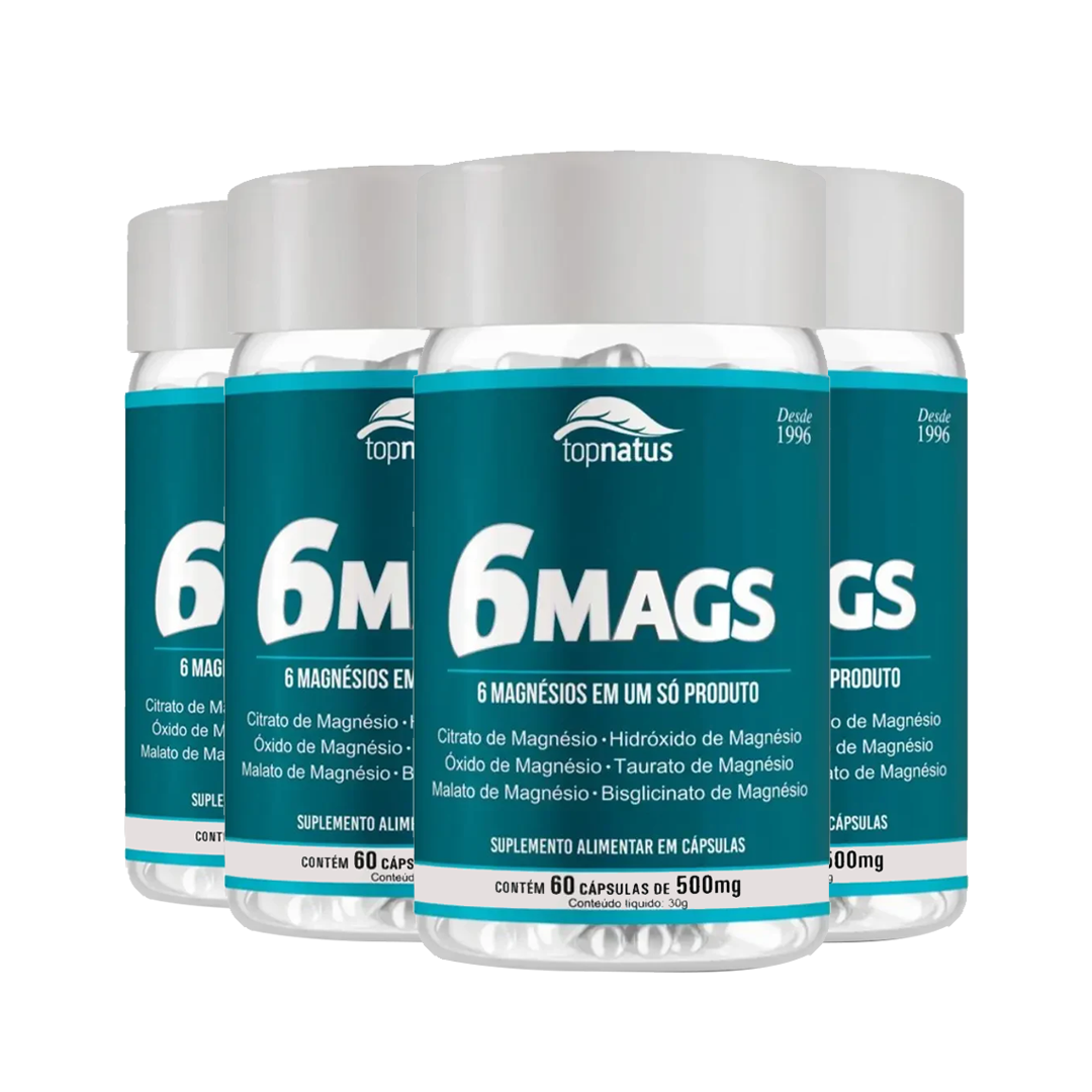 Suplemento de Magnésio 6 em 1 para Energia e Cãibras - 6 MAGS