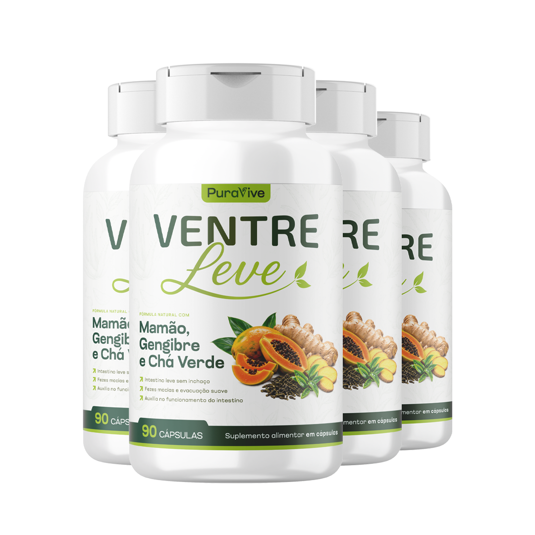 Ventre Leve Suplemento Natural com Mamão, Gengibre e Chá Verde - Pura Vive