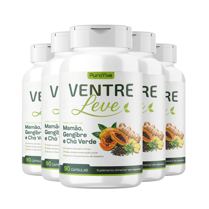 Ventre Leve Suplemento Natural com Mamão, Gengibre e Chá Verde - Pura Vive